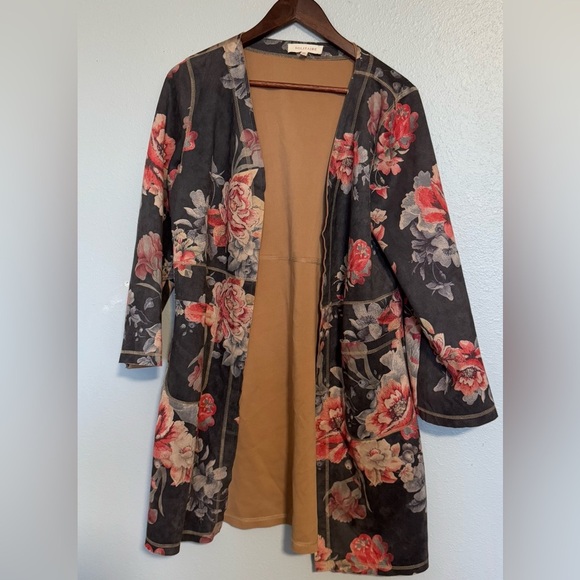 SOLITAIRE Anthropology Faux Suede Lightweight open cardigan M - Picture 1 of 10